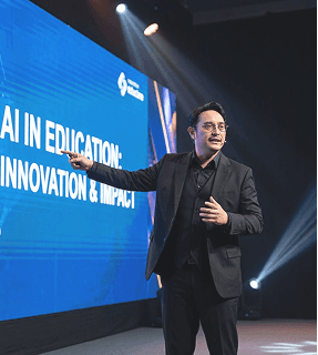 Dan Giang presenting "AI in Education: Innovation & Impact"